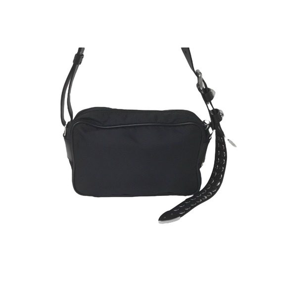 Prada Studded Shoulder Bag Triangle Logo Nylon Black - Picture 3 of 10